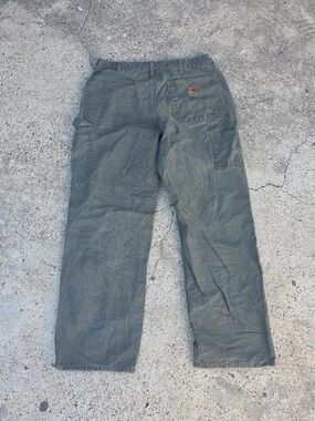 Carhartt Pants Mens 34x32 Green Carpenter Pants Canvas Utility B11
